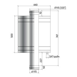 Бак печной на трубу 50 л, D 115/120 ТиС